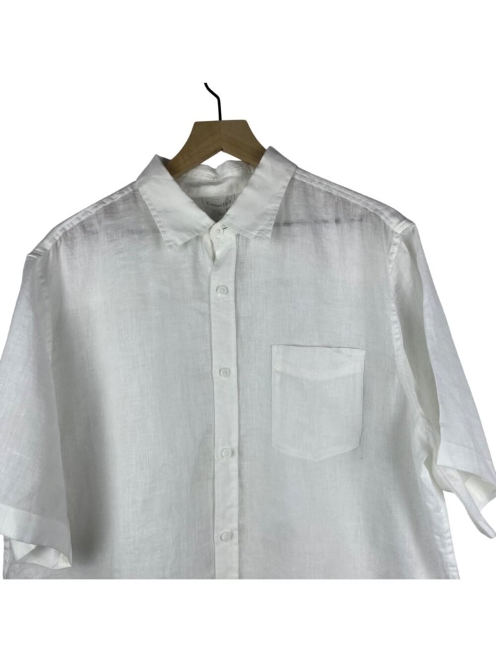 Garnet Hill 100% Linen Short Sleeve Button-Up Shirt Men's Large Resortwear White - Picture 2 of 12